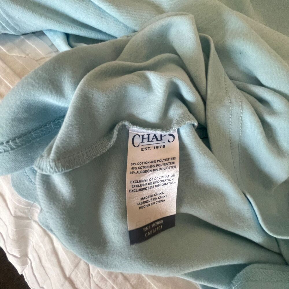 CHAPS Men's Short Sleeves Light Blue Tee Mint Tshirt Size XL/TG/EG - Picture 8 of 9